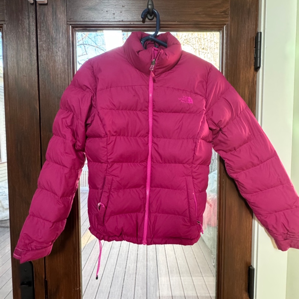 The North Face 700 Puffer Down Jacket Pink Red Womens Small Coat Insulated Ski